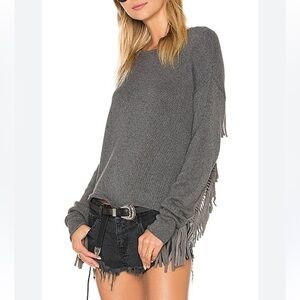 ONE X ONE TEASPOON silver lining fringe sweater gray xxs